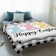 thumbnail image 4 of Happy Easter Blanket Soft Cozy Warm Throw Blanket for Couch, Plush Fuzzy Flannel Fleece Blankets for Sofa, Spring Watercolor Rabbits Black White Plaid Bed Blankets Lightweight Gifts for Men, 50"x60", 4 of 9