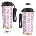 thumbnail image 2 of Stainless Steel Coffee Cup 7.7×2.6×3.5in Tapered Design Nylon Woven Wrist Strap Portable Durable Cup Bottom With Non-Slip Sticker Modern Pink Ribbon Pattern, 2 of 8