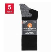 Weatherproof Men's Outdoor Crew Sock, Black, 5-pair