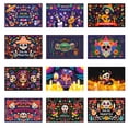 thumbnail image 2 of Fondo del Día de los muertos de México, decoraciones de fiesta temáticas de terror, bandera colgante, pancarta del Día de los muertos, novedad de 2023, 2 of 5