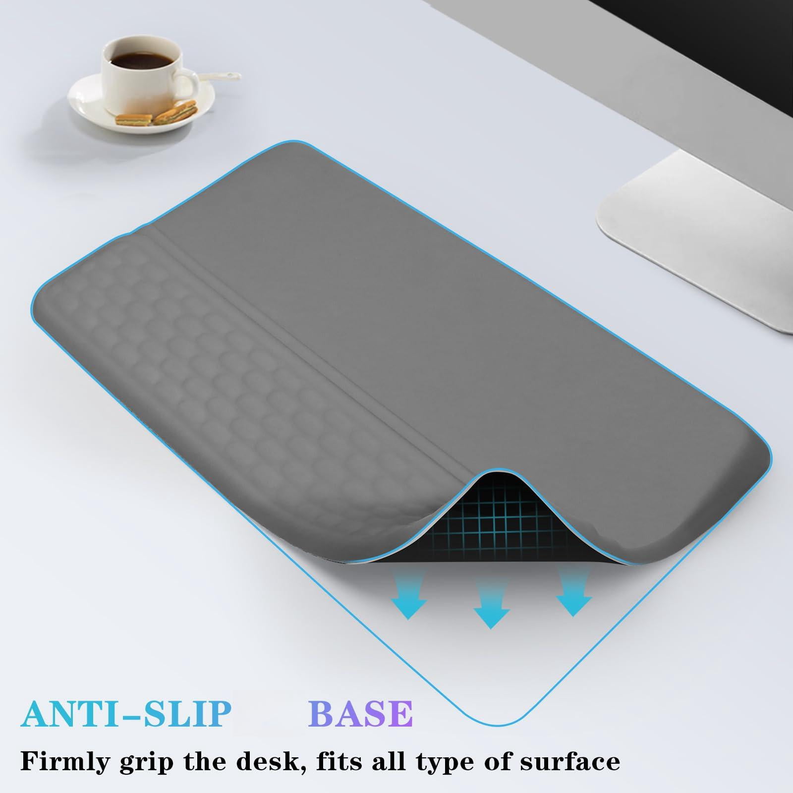 Computer Stand With Wrist Rest  Tilted Holder - Riser Pad Tray Support For Office Home Gray
