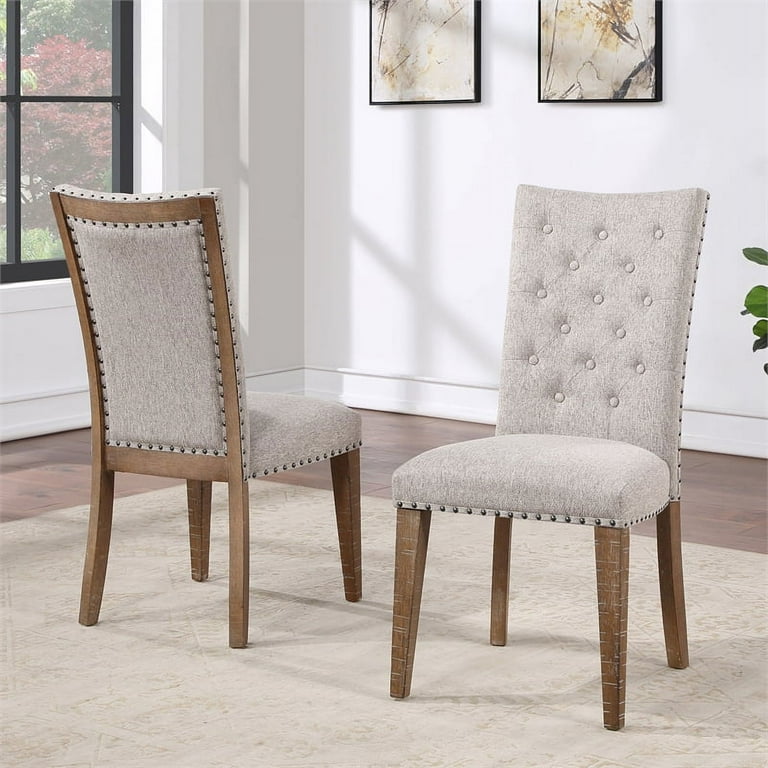 Riverdale Light Brown Distressed Wood 7 Piece Dining Set with Upholstered Chairs