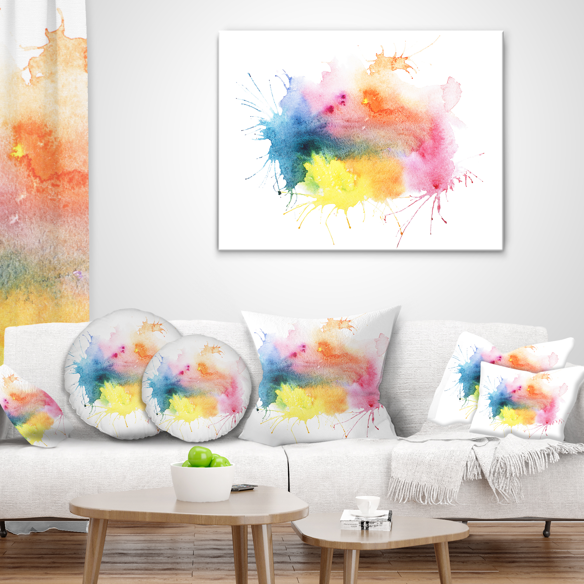 Designart Abstract Blots Aquarelle Art - Abstract Throw Pillow - 18x18