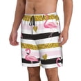 thumbnail image 2 of Disketp Men'S Swim Trunks Hawaiian Breathable Surf Beach Swimsuits Mesh Lining Beach Shorts With Pockets-Gold Glittering Hearts And Flamingos, 2 of 9