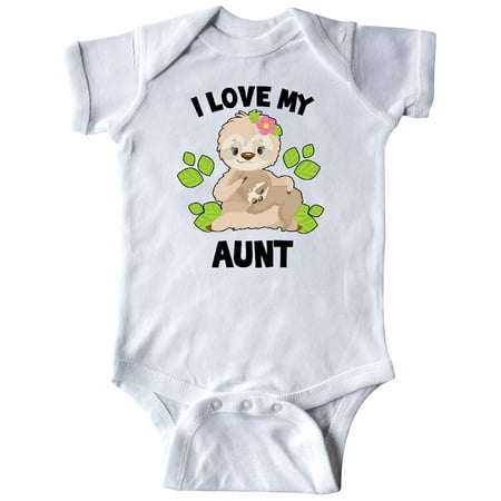 

Inktastic Cute Sloth I Love My Aunt with Green Leaves Gift Baby Boy or Baby Girl Bodysuit