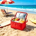 thumbnail image 5 of Dongrere Portable Insulated Cooler Bag, Aluminum Lining Lunch Tote, Collapsible Lunch Box for Pool Picnic Beach Outdoor Use, 5.5x11x6.7 Inch, Red, 5 of 6