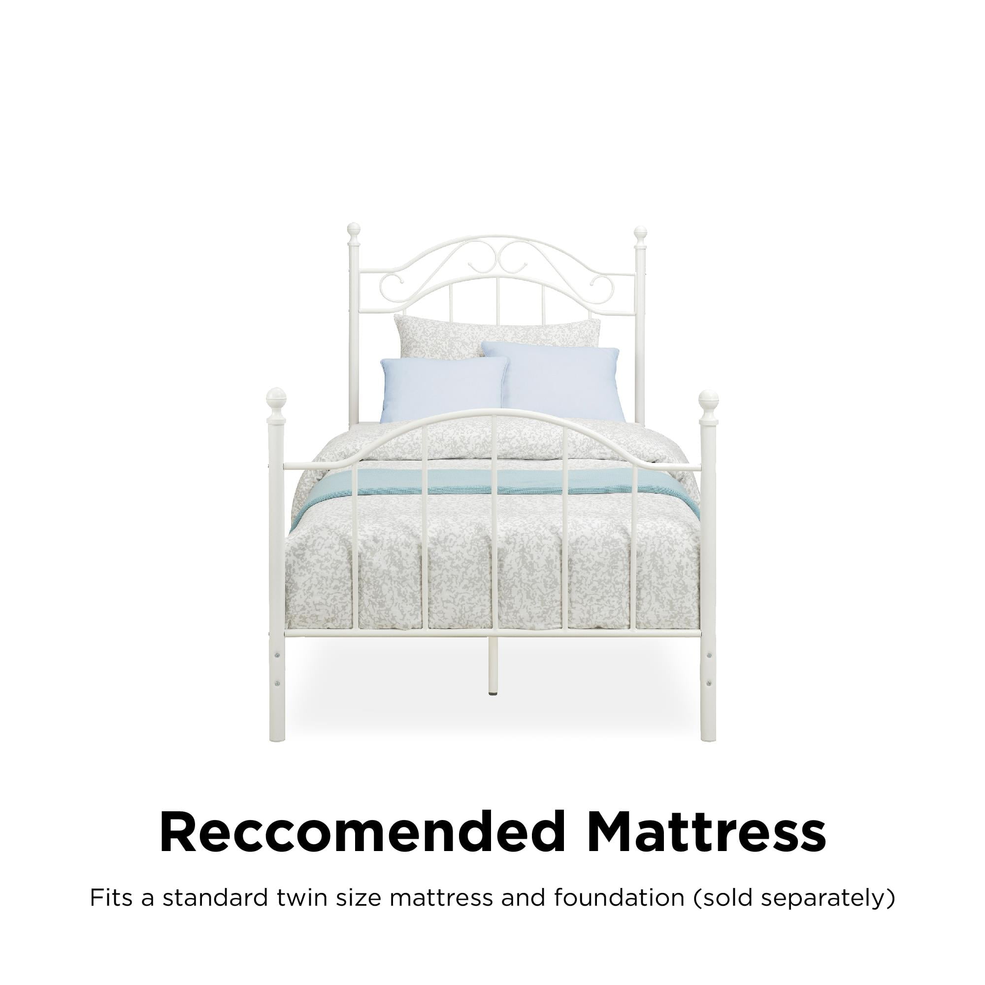 DHP Metal Bed, Bedroom Furniture, Twin Size Frame, White
