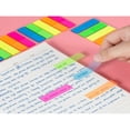 thumbnail image 2 of LNGOOR 100 Pcs Self-Adhesive Page Markers Neon Colored Index Tabs  Self-Stick Note Pads Neon Flag Sticky Notes  The Translucent Adhesive Part Won‘t Cover Up Any Information, 2 of 7