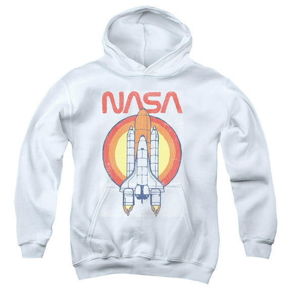 Nasa Shuttle Circle Youth Pullover Hoodie Sweatshirt White