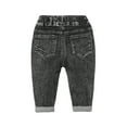 thumbnail image 2 of KIDSCOOL SPACE Toddler Little Kid Ripped Holes Elastic Waist Plaid Lining Jeans, 2 of 5