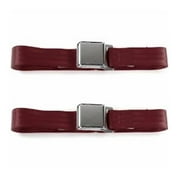 Airplane 3 Point Burgundy Retractable Bucket Seat Belt Kit with Bracketry for 1961-1966 Ford Truck - 2 Belts