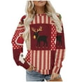thumbnail image 4 of Kaliqueen Christmas Sweatshirts for Women Xmas Print Color-Blocked Crew Neck Sweatshirts Long Sleeve Casual Pullover Tops, 4 of 9