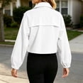 thumbnail image 5 of Womens Cropped Jacket Zip Up Lightweight Bomber Jacket Utility Anorak Coat With Pockets (White XXL), 5 of 5