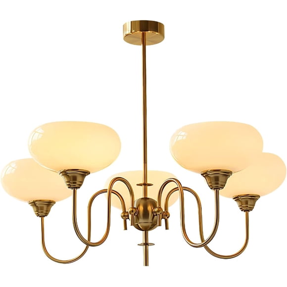 KCO Gold Vintage Chandelier Modern 5-Light Globe Chandelier Dining Room Chandeliers for Living Room Bedroom
