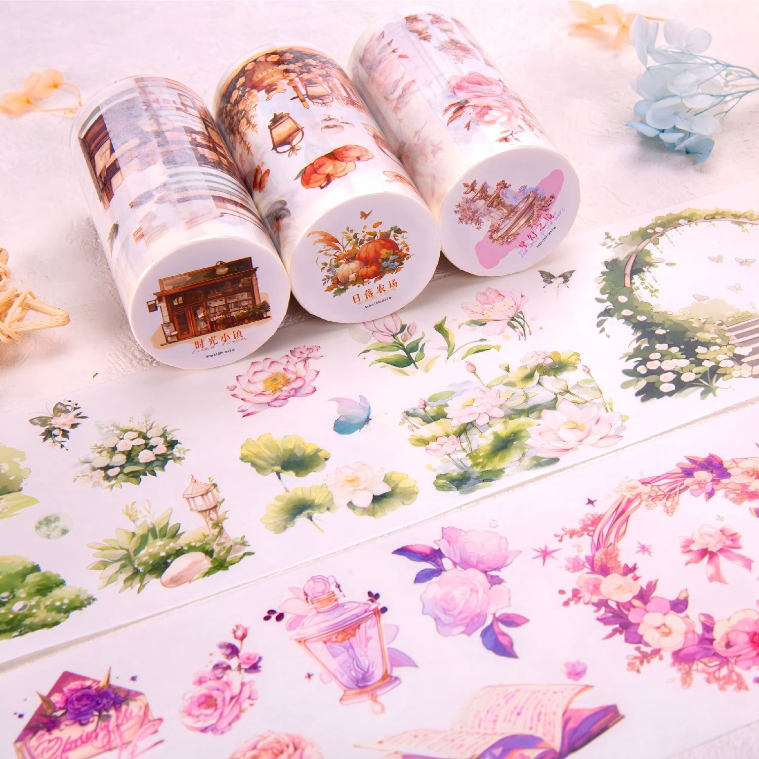 5 Rolls Washi Tape Set, Scrapbook Crafts Floral Decorative Masking Tape for Journaling Planner Card Making Album Art Teacher Classroom Supplies