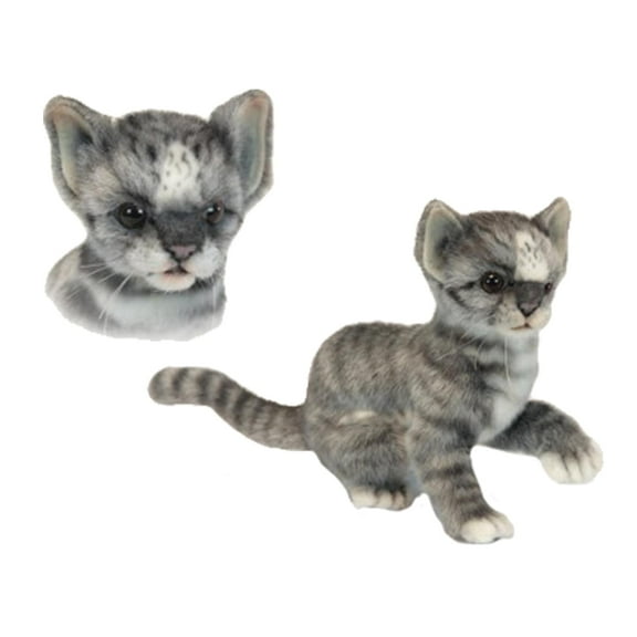 Hansa Grey and White Kitten Plush Toy