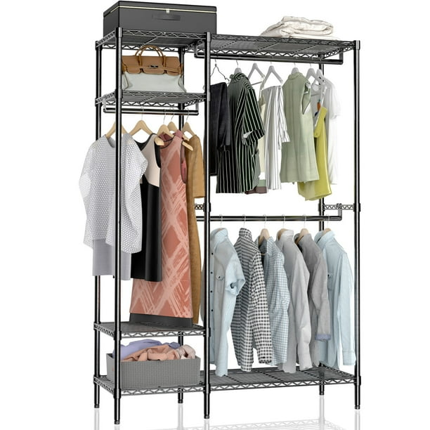 VIPEK 4 Shelves Garment Rack Heavy Duty Clothes Rack Large Wire Shelving Clothing Racks with 3