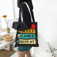 thumbnail image 6 of DouZhe Reusable Grocery Bags, Eat Sleep Gamer Repeat Gaming Lightweight Polyester Canvas Cloth Tote Bag for Travle Gym Shopping School, 15" x 16", 6 of 7