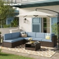 thumbnail image 5 of SONGMICS 7-Piece Patio Furniture Set Outdoor Sectional Sofa Couch Handwoven with Cushions and Glass Table Lake Blue, 5 of 9