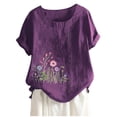thumbnail image 1 of Camiseta Casual de Manga Corta con Botón de Cuello Redondo de las Mujeres, Tops Cortos para las Mujeres, 1 of 4
