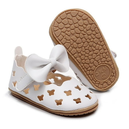 

Girls Single Shoes Bowknot Princess First Walkers Shoes Summer Toddler Hollow Out Sandals For 0-18M White 12