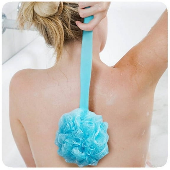 Casewin 1-Pack Shower Loofah Body & Back Scrubber - Exfoliating Loofah Luffa Loofa Bath Brush On a Stick - With Long Handle Back Brush For Men & Women (Blue)