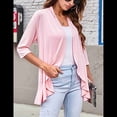 thumbnail image 4 of Cárdigan Abierto para Mujer, 3/4, Tejido Suave Drapeado, Rosa, Talla XXL, 4 of 7