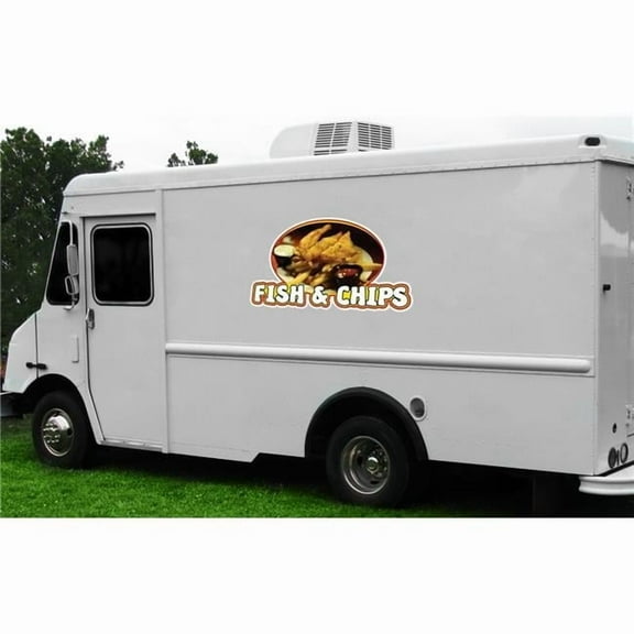 SignMission 12 in. Fish & Chips Concession Decal Sign - Cart Trailer Stand Sticker Equipment