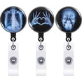 thumbnail image 1 of EeaseCA 3Pcs Radiology Skeleton Skull Pattern Badge Reel Holder Retractable ID Card Key Holder, 1 of 5