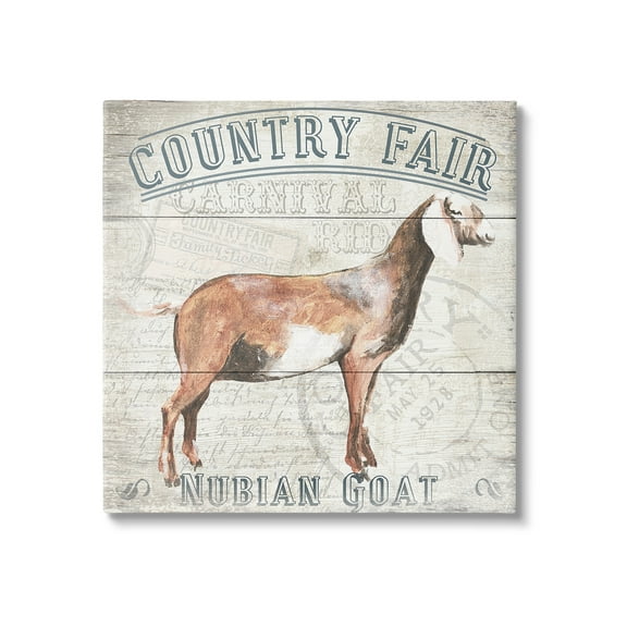 Stupell Industries Country Fair Goat Animals & Insects Painting Gallery Wrapped Canvas Art Print Wall Art, 17 x 17