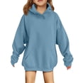 thumbnail image 3 of LTTVQM Hoodies For Girls Cute Oversized Fleece Sweatshirts Cute Drop Shoulder Hooded Pullover Tops Fall Winter Outfits Light Blue 3-14 Years, 3 of 6