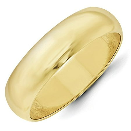 10K Yellow Gold 6.00MM Half Round Wedding Band Ring (13.5)