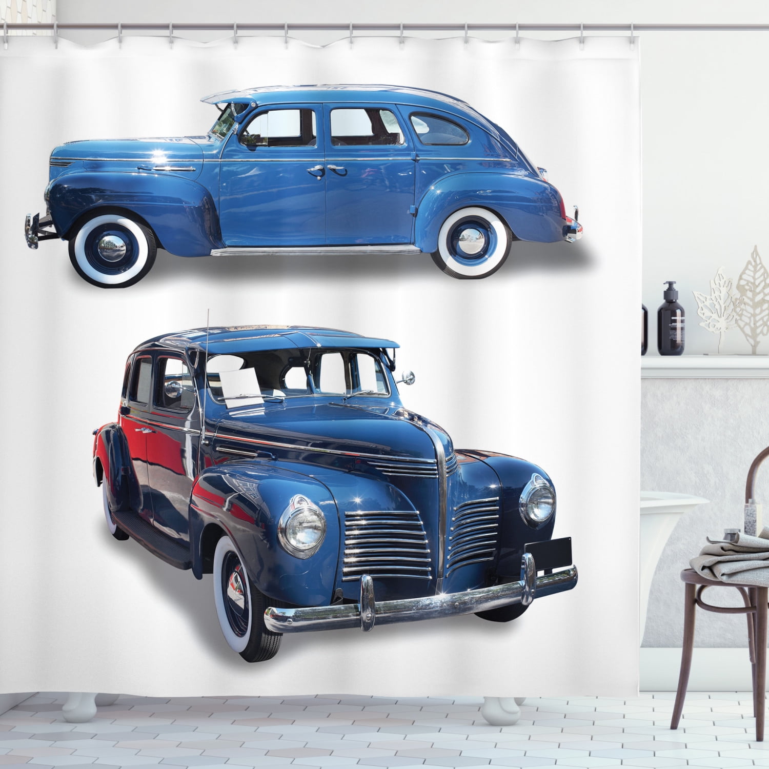 Vintage Car Shower Curtain Picture Of, Car Shower Curtain Hooks