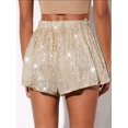 thumbnail image 6 of Womens Sparkly Sequin Shorts Glittery Skort Party Wear Disco Shiny Metallic Skirt Shorts Champagne Color L, 6 of 7