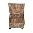 thumbnail image 5 of happimess BSK2005B Ashton 18.11" Classic Farmhouse Handwoven Hyacinth Rolling Filing Basket with Lid and 360 Degree Lockable Wheels, Brown, 5 of 8