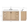 thumbnail image 3 of Ariel Kelly 61 Inch Single Oval Sink Bathroom Vanity With Pure White Quartz Countertop 1.5 Inch Edge In White Oak, 3 of 12