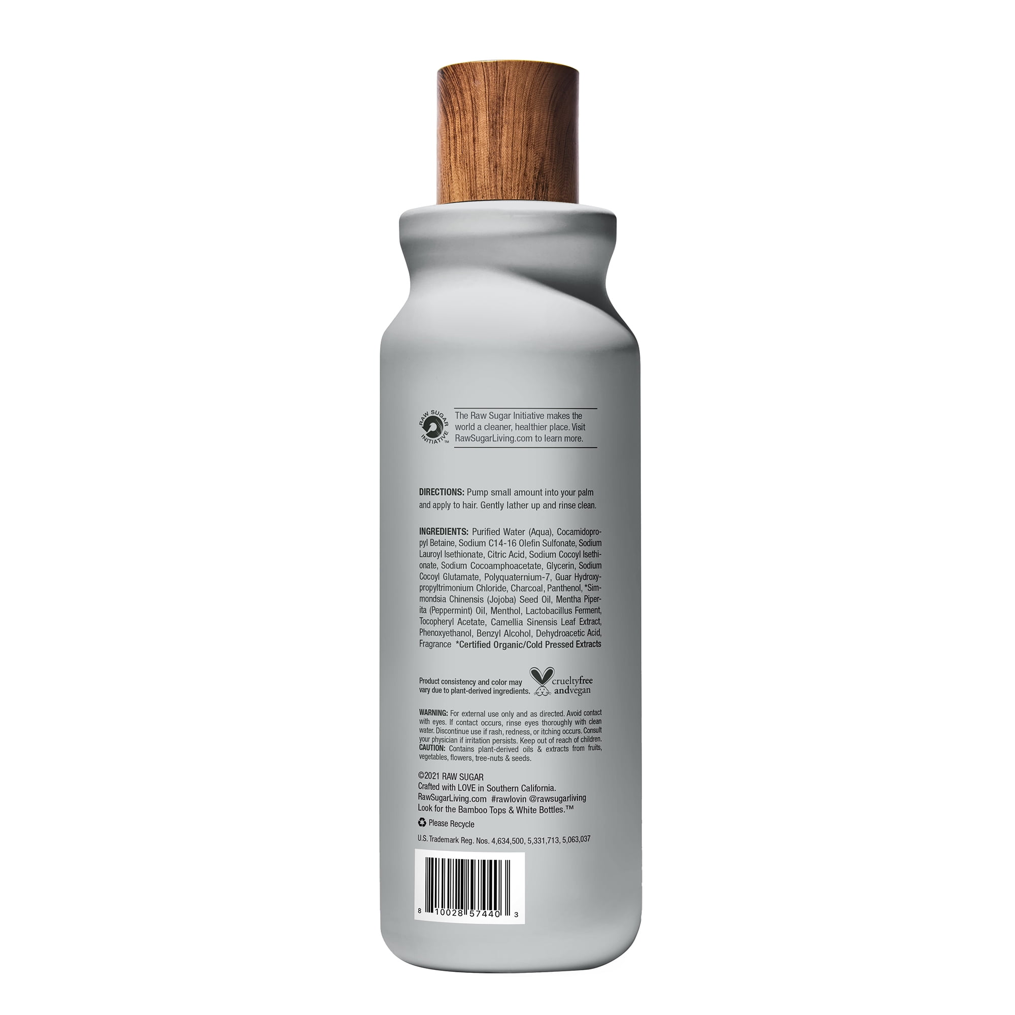 Raw Sugar Men's Invigorate 2-in-1 Shampoo and Conditioner with Charcoal, 18 fl oz