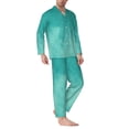 thumbnail image 2 of Salouo Teal Turquoise1 Print Button-Front Long Sleeve Pajama Set for Men, Soft 2Pjs Men's Long Sleeve Sleepwear-Medium, 2 of 7