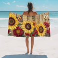 thumbnail image 2 of Butterfly Sunflower Beach Towels Blanket Soft&Absorbent Quick Dry Microfiber Live Love Laugh Farmhouse Wood Textured Pool Towels for Swimming ,Yoga, Sports, Gym, Camping,Large 30X60in,, 2 of 8