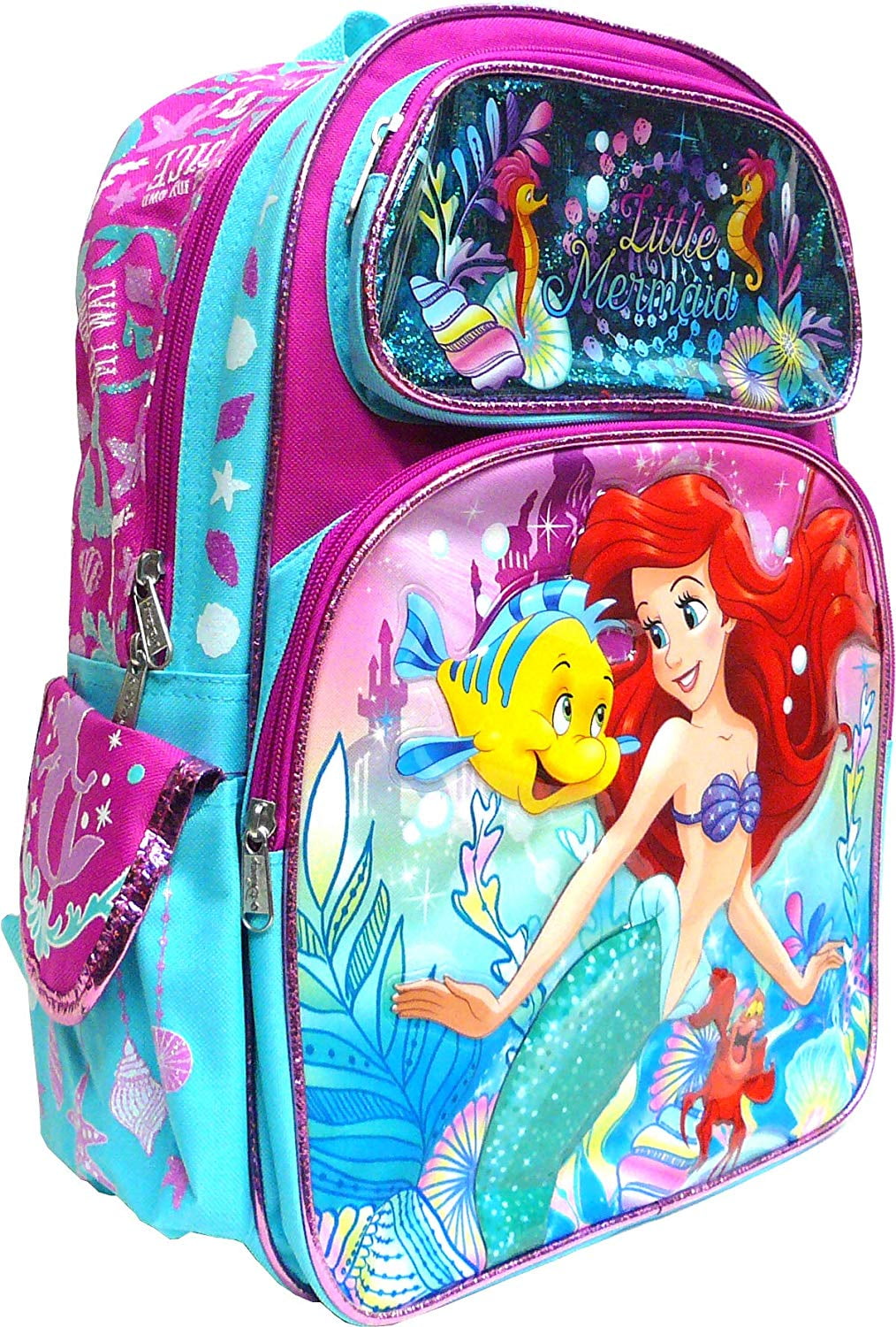 Backpack - The Little Mermaid - Ariel Seahorse 16" New 000765