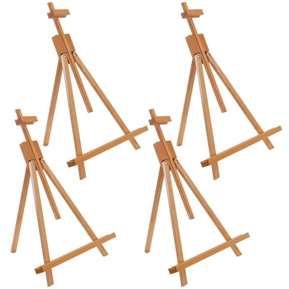 U.S. Art Supply Topanga 31" Tabletop Wood Folding A-Frame Artist Studio Easel (Pack of 4) Beechwood Tripod Display Stand