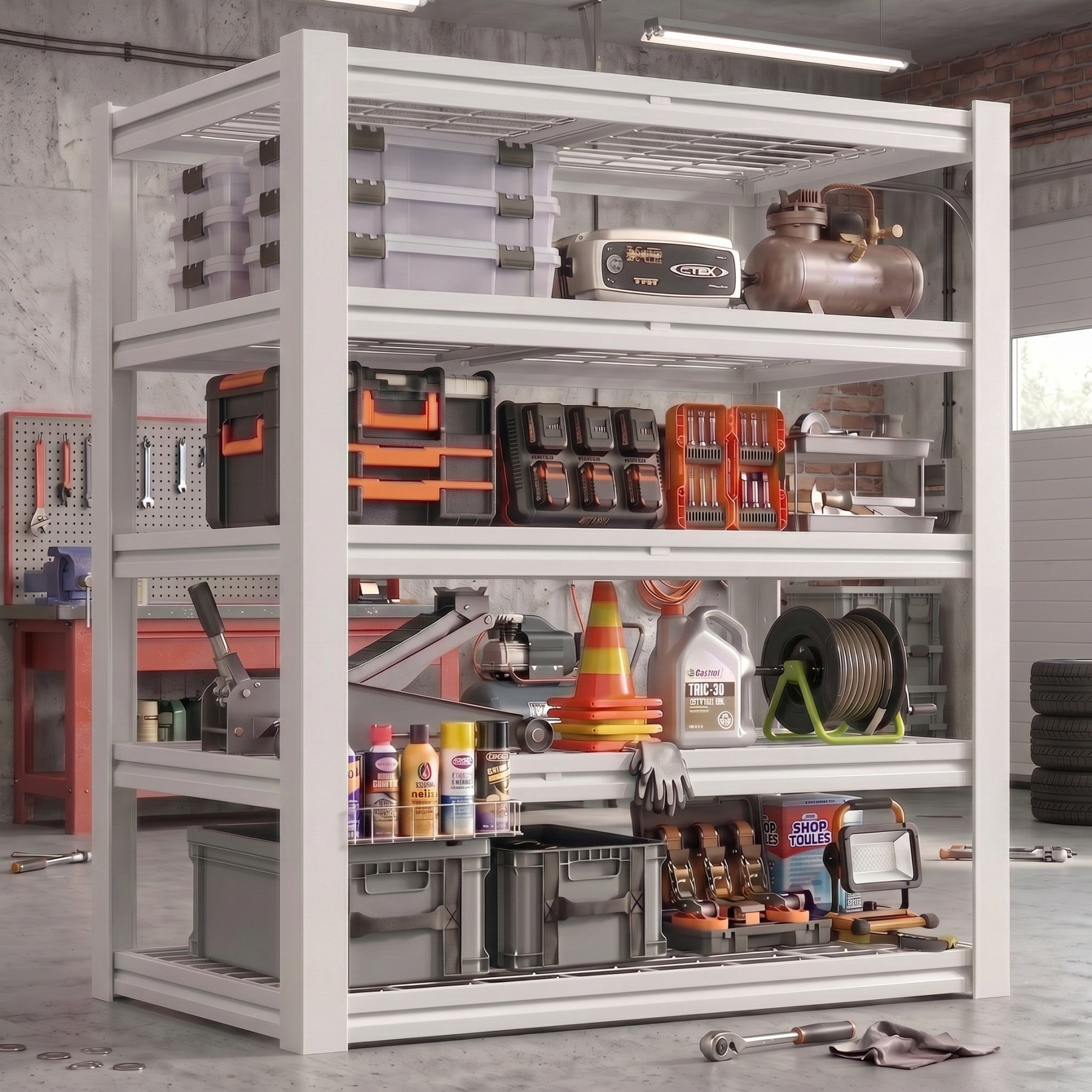 Sailvan 3000LBS Heavy Duty Garage Shelving, 5-Tier Adjustable Metal Storage Shelves, Industrial Steel Utility Rack, 48"W x 24"D x 72"H,Silver