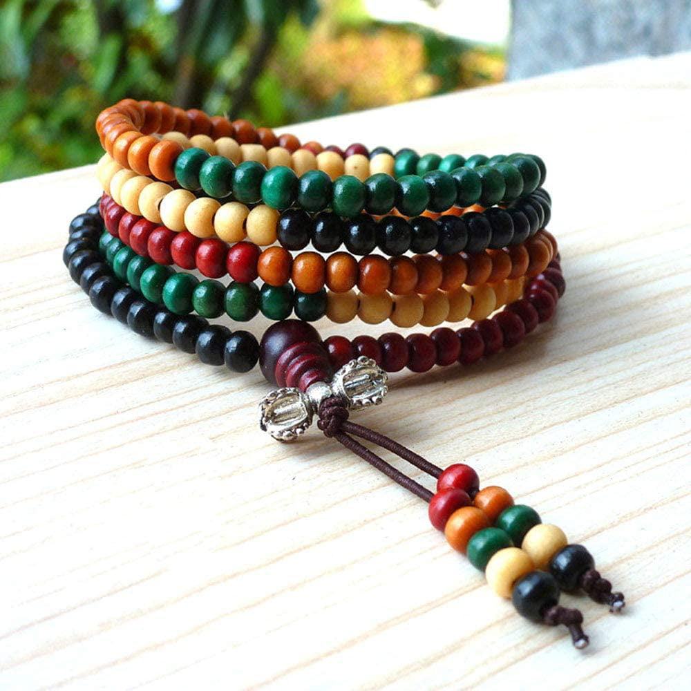 108 Red Wood Beads Tibetan Buddhist Prayer Meditation Mala bracelet  necklace 6mm - men women N024 - Walmart.com