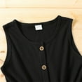 thumbnail image 6 of PatPat Kid Girl Button Design Sleeveless Belted Splice Romper Jumpsuit Shorts,Sizes 4Y-12Y,One Piece, 6 of 6