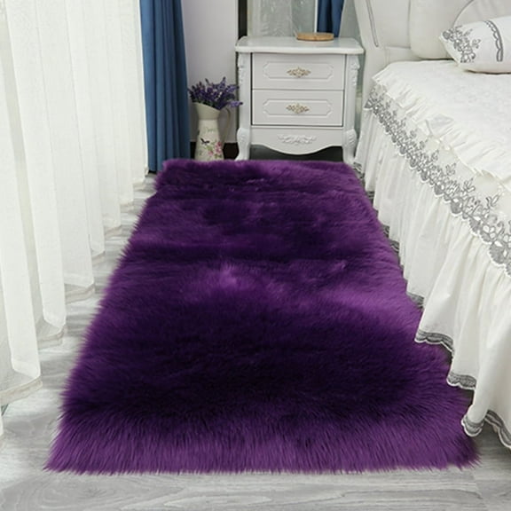 ERDOUY Solid Color Plush Table Runner,Faux Sheepskin Decorative Shaggy Dresser Scarf,Not-Slip Desk Pad,Luxury False Fur Dresser Tablecloth-purple 40x40cm(15.75x15.75inch)