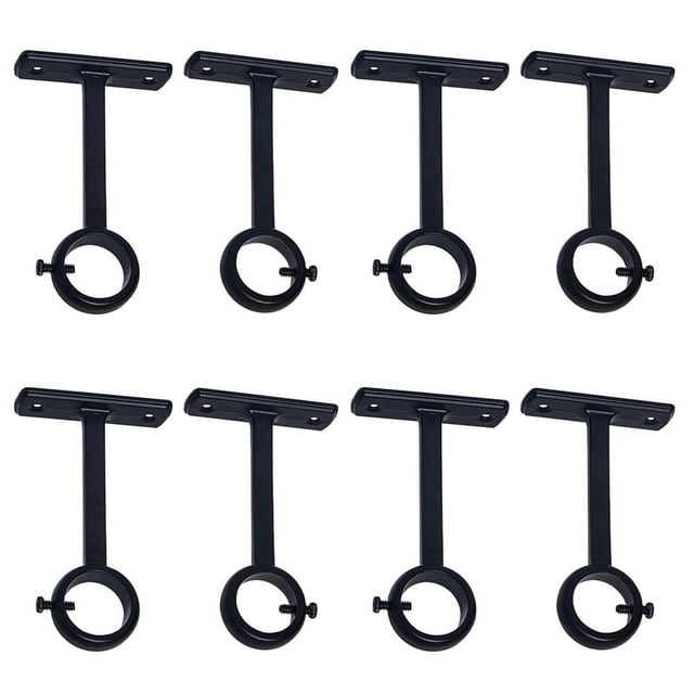 Ceiling Mounted Curtain Rod Brackets, Heavy Duty Ceiling Bracket for 1 Inch Curtain Rod Holder(Set of 8, Black)