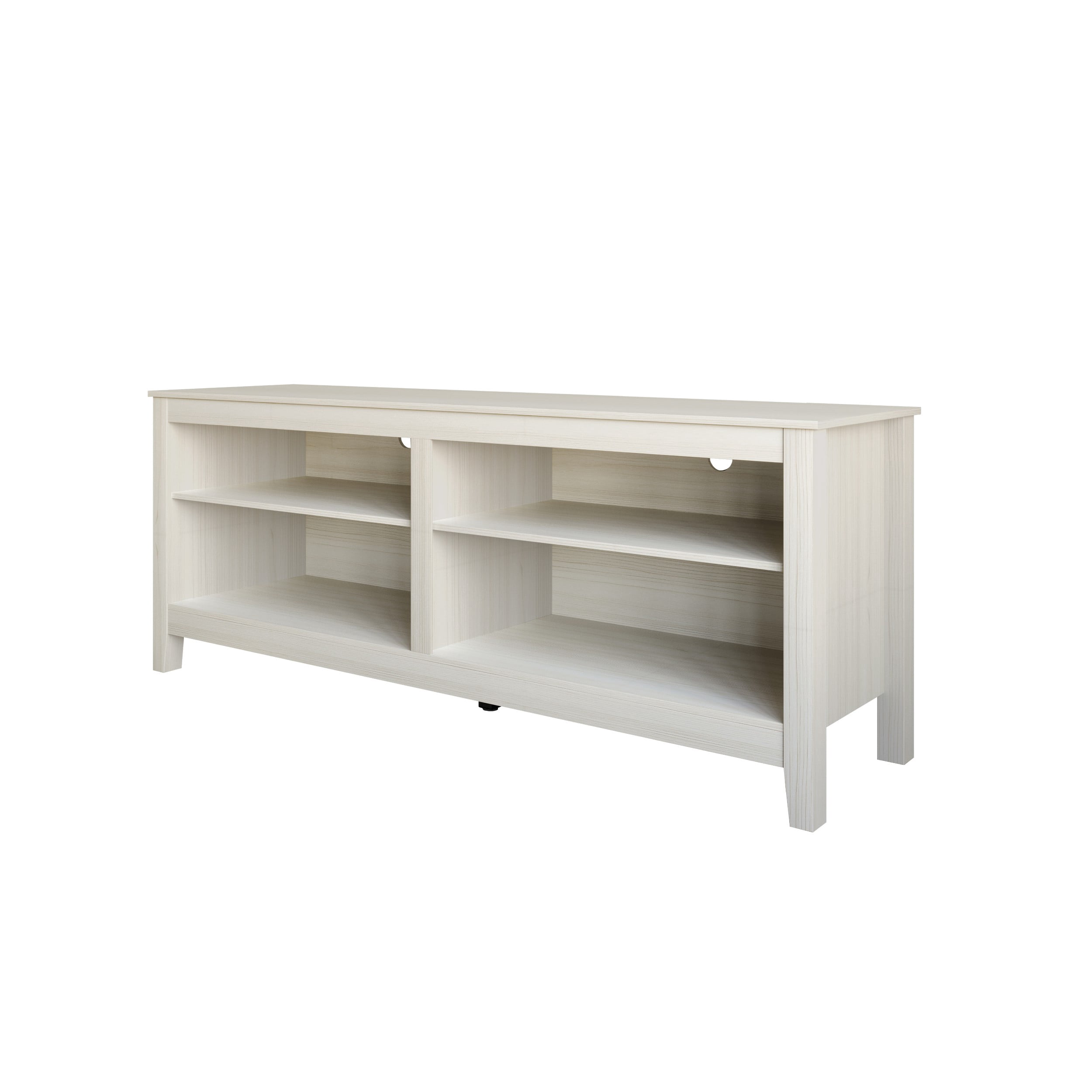 Home Design Kittery TV Stand with Open Shelves and Cable Management, Sturdy Legs, Modern Design for Living Room, Light Gray Finish