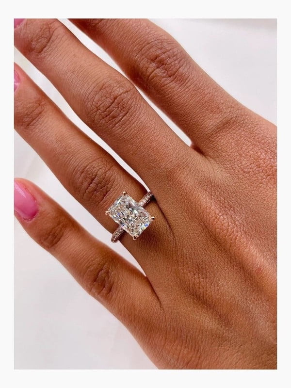 3.51 CT Radiant Cut Moissanite Anniversary Ring 14K Yellow Gold Engagement Ring Anniversary Gift Solitaire Diamond Ring Wedding Promise Ring