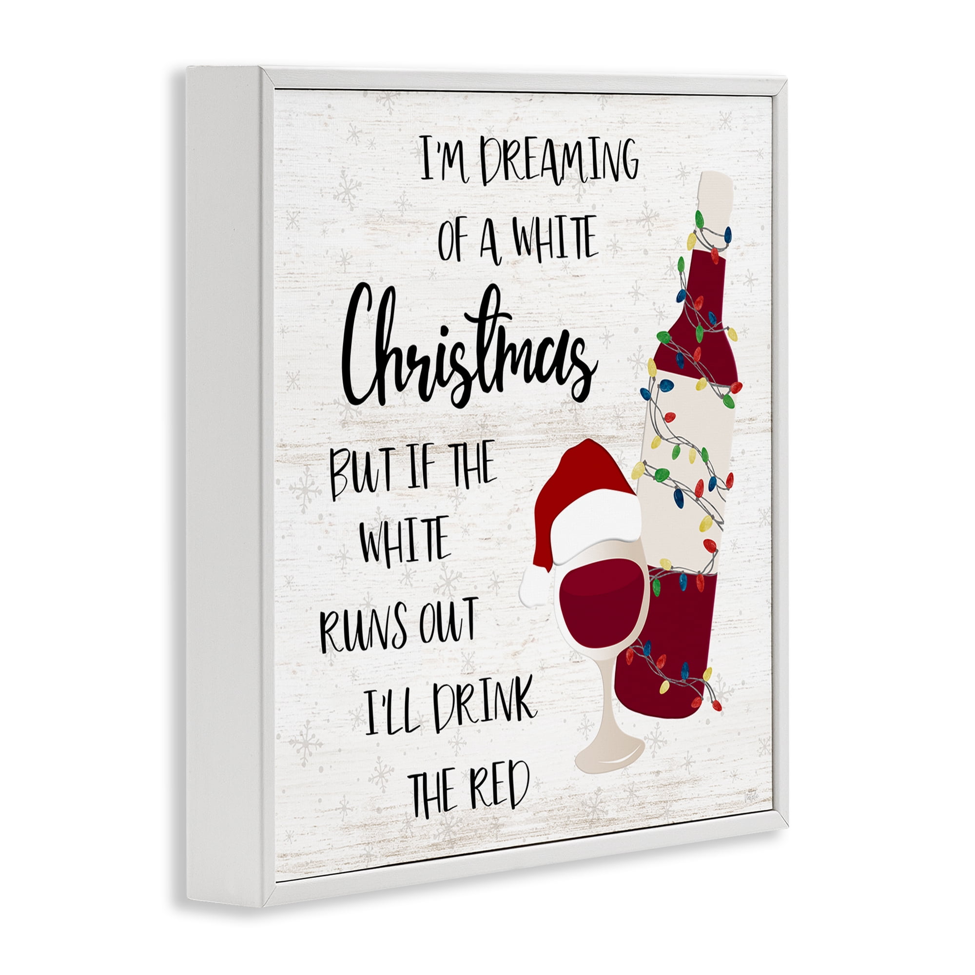 Stupell Industries Drink The Red Christmas Holiday Painting White Framed Art Prints Wall Art, 17 x 17