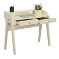 thumbnail image 4 of Pemberly Row Deluxe Two-Drawer Desk with Shelf in Ivory Wood Finish, 4 of 7